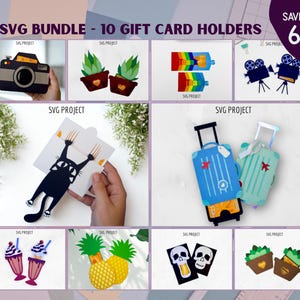 Suitcase Gift Card Holder, travel gift card, cutting machine template SVG, Cricut or Silhouette project. image 3
