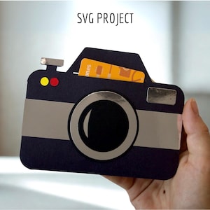 Porta tarjetas de regalo for cámara SVG, tarjeta de regalo con fotografía, Plantilla para máquina de corte, Proyecto Cricut o Silhouette.