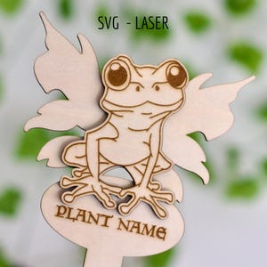 Marcador de plantas con forma de rana hada (SVG) / Estacas de jardín originales (Descarga digital)