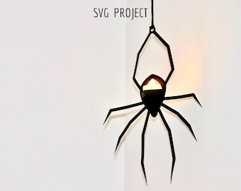 Halloween spider candle holder SVG, Halloween ornament, cutting machine template, Cricut or Silhouette project.