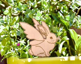 Fairy Winged Rabbit Plant Stake – Grillig multiplex tuindecor, Cottagecore plantenliefhebber cadeau