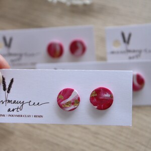 Red + white swirl clay stud earrings | Peppermint stud earrings | Red clay studs | Red marble | Women clay studs