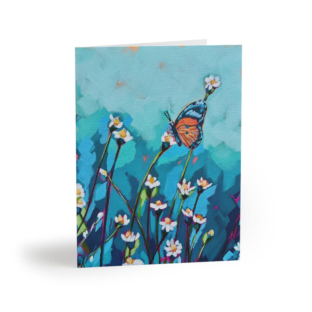 Monarch Butterfly Floral Art Greeting Card - Etsy
