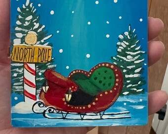 Vibrant: Hand-painted North Pole Coaster; 4 inch; Small painting