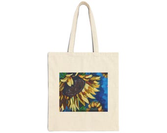 Sunflower Artwork Tote Bag | Floral Canvas Market Bag