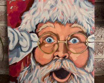 Whimsical Santa Claus Acrylic Painting on stretched canvas (12x12)