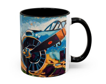 Vintage Propeller Plane Mug | Accent Coffee Mug
