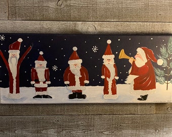 Primitive Santas original painting, folk art Santas, hand painted original