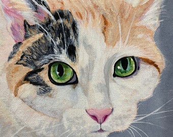 Personalized Custom Cat Portraits, Hand painted on canvas; Memorial Pet portraits