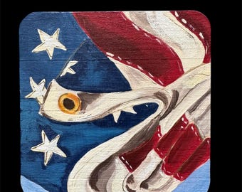 Rustic Charm: Hand-painted Americana Folk Art Coaster