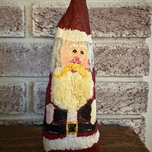 Unique Driftwood Folk Art Santa, hand painted, Primitive Santa