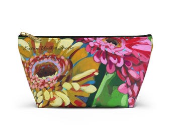 Bold Gerbera Floral Accessory Pouch | T-Bottom Makeup Bag