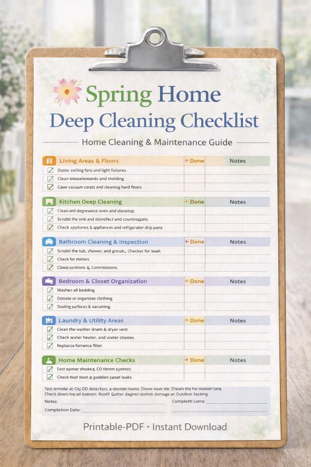 Spring Home Deep Cleaning Checklist | Seasonal House Maintenance Guide ...