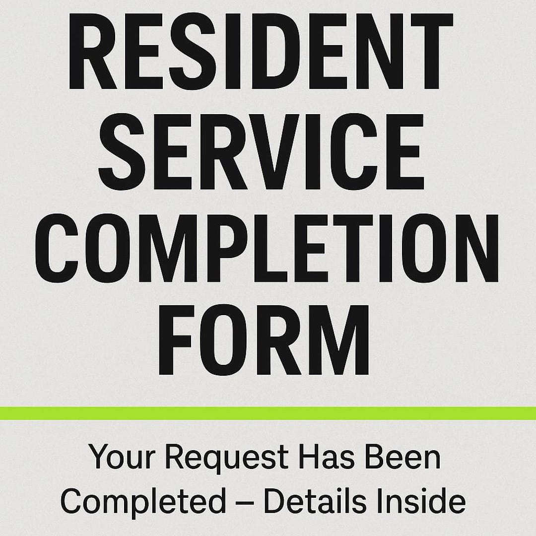 Service Complete Form Resident Service Completion Form — Printable PDF - Etsy