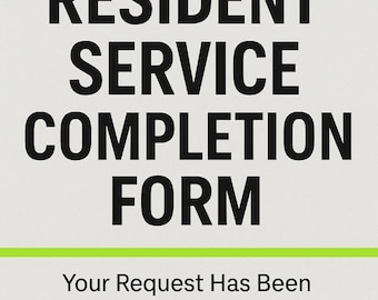 Resident Service Completion Form — Printable PDF