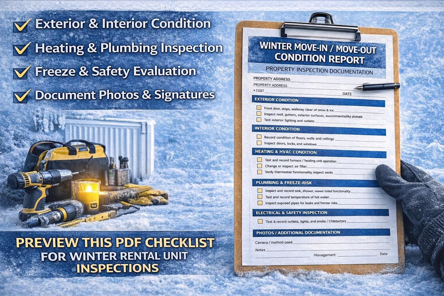 Move Out Conditin Winter Move-in / Move-out Condition Report | Rental Unit Inspection ...