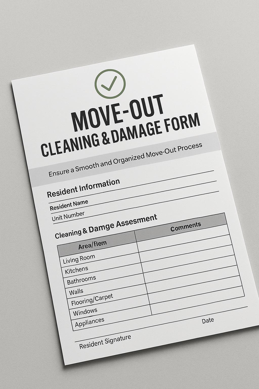 Move-out Cleaning & Damage Form — Printable PDF - Etsy