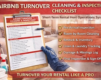 Airbnb Turnover Cleaning & Inspection Checklist | Short-Term Rental Host Operations System