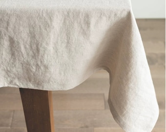 Stonewashed Linen Tablecloth, Custom Size, Organic Fabric