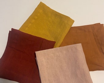 Linen napkins, 100 percent stonewashed linen napkins,21 colors available, Made to order.