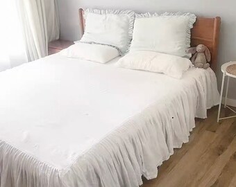 Ruffled Linen bed skirt. 100% Stonewashed