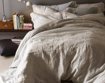Stonewashed Linen Duvet Cover Set, Coconut Button or Tie Closures