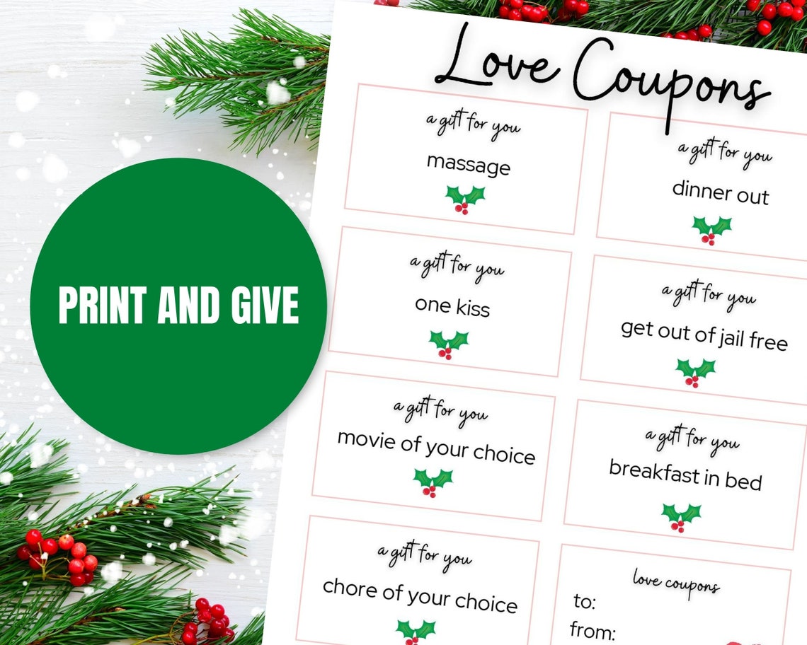 Christmas Love Coupons for Couples Coupon Book Instant | Etsy