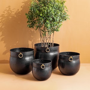 Pembridge Hammered Brass Planter - Magnificent Centerpiece - Brass Metal - Vintage - Distressed Indoor Planters
