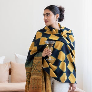 Handwoven Mustard Yellow Shawl: Oversized Indian Blanket Scarf