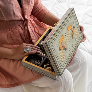 Portagioie in legno dipinto a mano per donna - Regalo di compleanno speciale - Fatto a mano - Regalo di anniversario di matrimonio e fidanzamento - Regalo di compleanno per lei