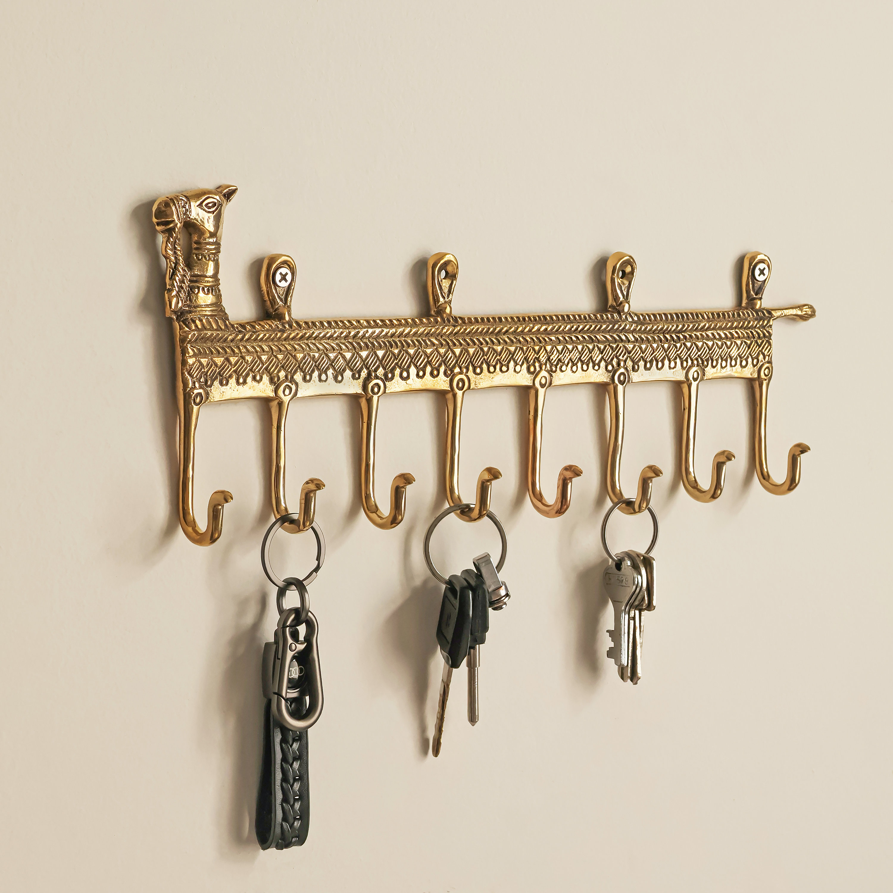 Indian-Shelf 6 Piece Cat Kids Animals Vintage Wall Hooks for Hanging Coats  Gold Decorative Hooks for Bathroom Brass Key Holder for Wall Coat Rack Wall