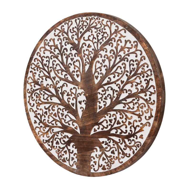 Round Tree Wall Art, Wooden Wall Decor Modern Rustic Piece, Decorative