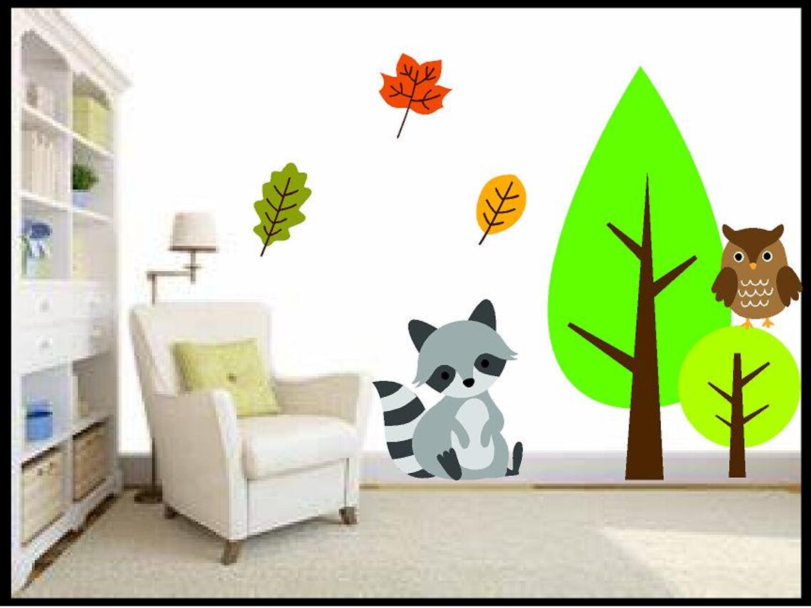 Woodland Forest Animals Peel & Stick wall decals set of 17 Etsy