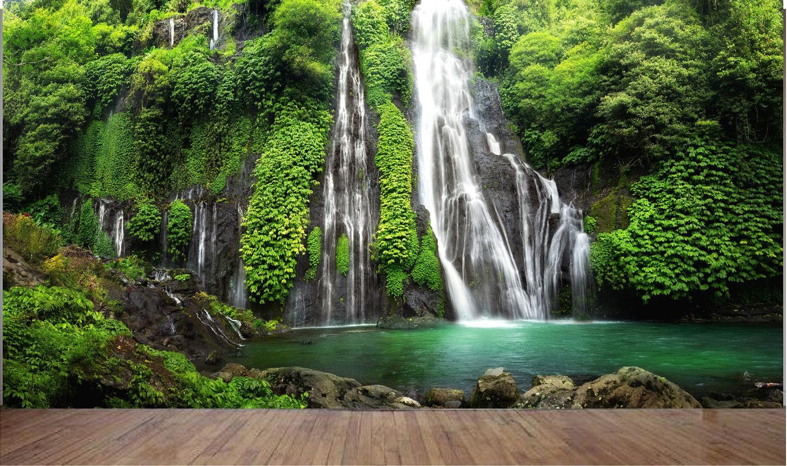 Jungle Waterfall Wall Mural Wallpaper Peel And Stick Forest Etsy
