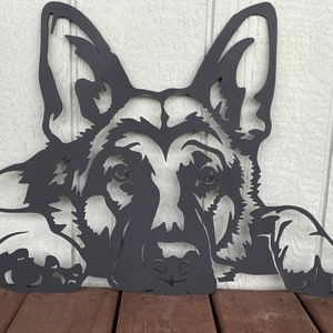 Arte de pared de metal de pastor alemán, monumento personalizado para perros