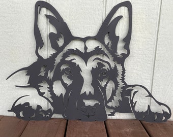 German Shepherd Metal Wall Art, Personalized Dog Memorial