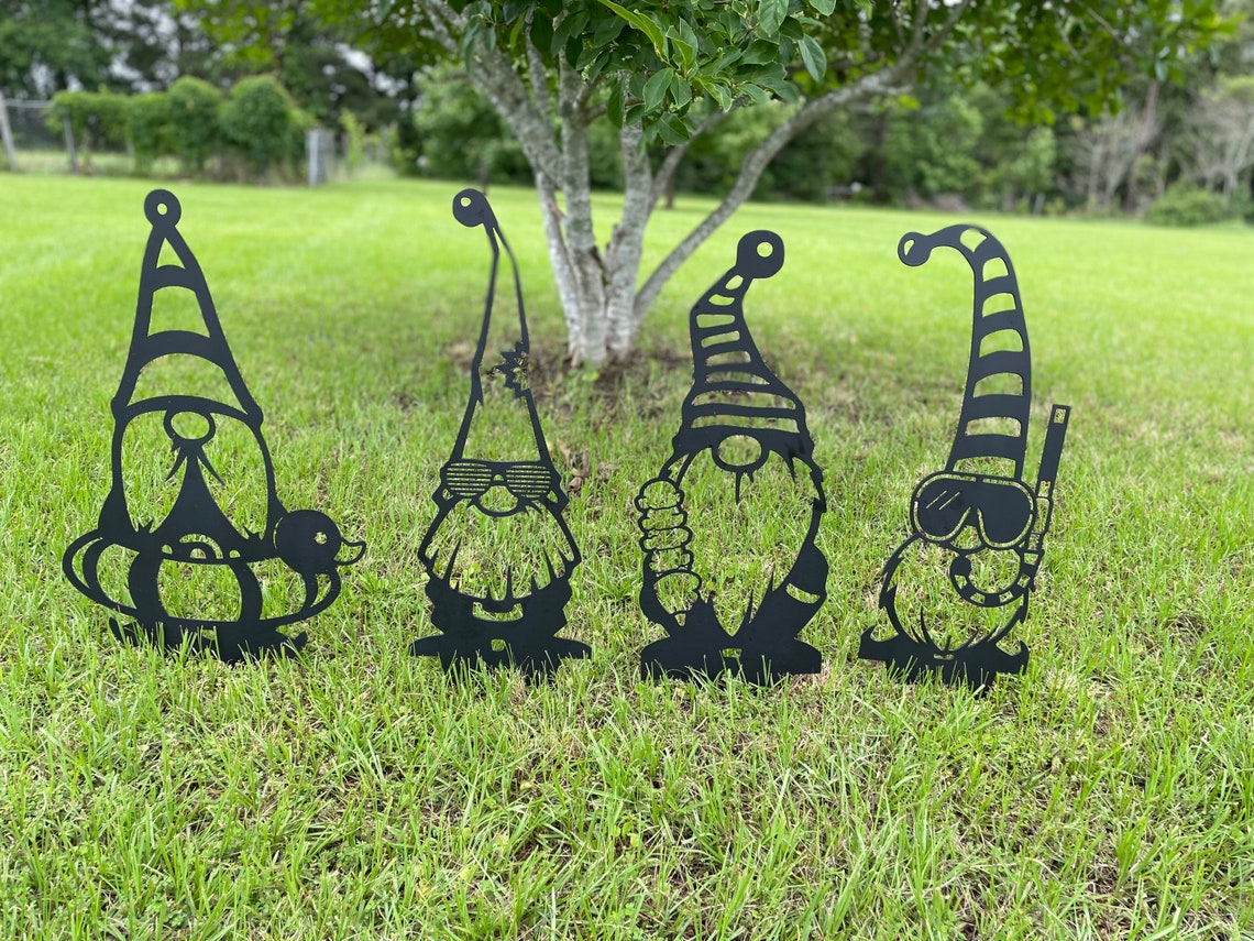 Summer Gnomes summer yard art Metal gnomes Pool Gnomes Etsy