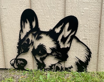 Corgi Puppy Wall Hanging, Corgi, Metal Wall Hanging, Personalized Pet Memorial, dog on stakes