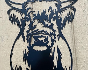Highland Cow Metal Wall Art, Farmhouse Decor, Scottish Highland Cattle Sign