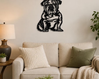 Bulldog Metal Wall Art, Personalized Dog Memorial, Dog Wall Hanging, Full body Bulldog, Metal dog wall hanging, Pet loss, Gillis Metal Works