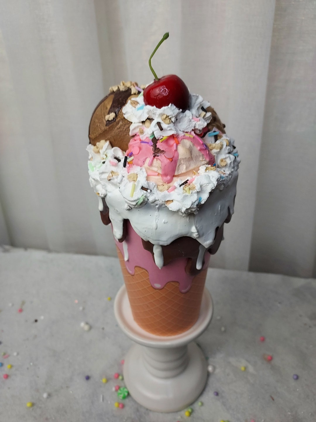 Faux Ice Cream Sundae in a Cup, Fake Ice Cream With Drizzle and ...