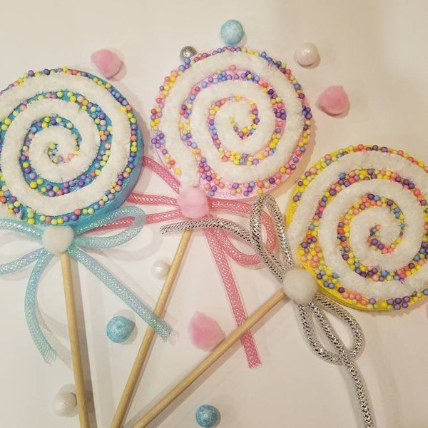 Fake lollipop, fake bake candy, candyland decor, holiday decor, oversized candy, food prop, faux candy, faux lollipops, candyland Christmas