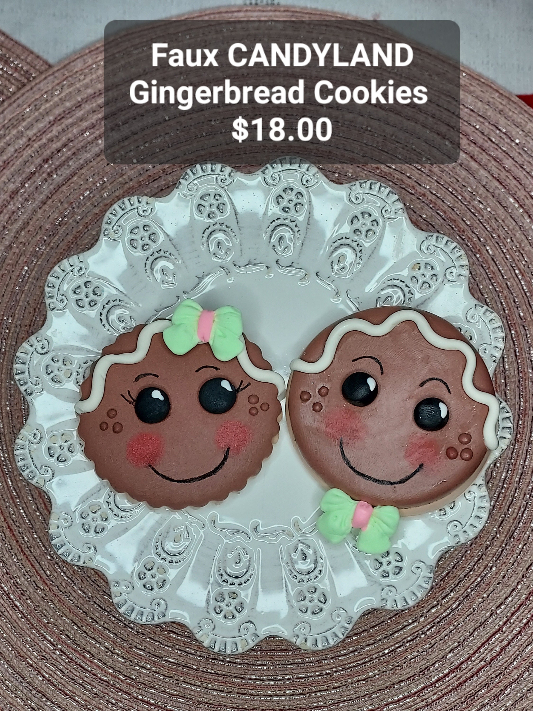 Candyland Christmas, faux gingerbread cookies, fake gingerbread cookies, tiered tray, gingerbread ornaments, coffee bar, cocoa bar