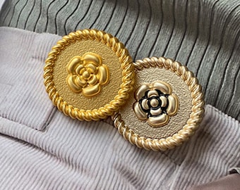 5PC Vintage flower buttons,Texture buttons，gold buttons，fashion coat buttons， decorative buttons，clothing accessories，High quality buttons