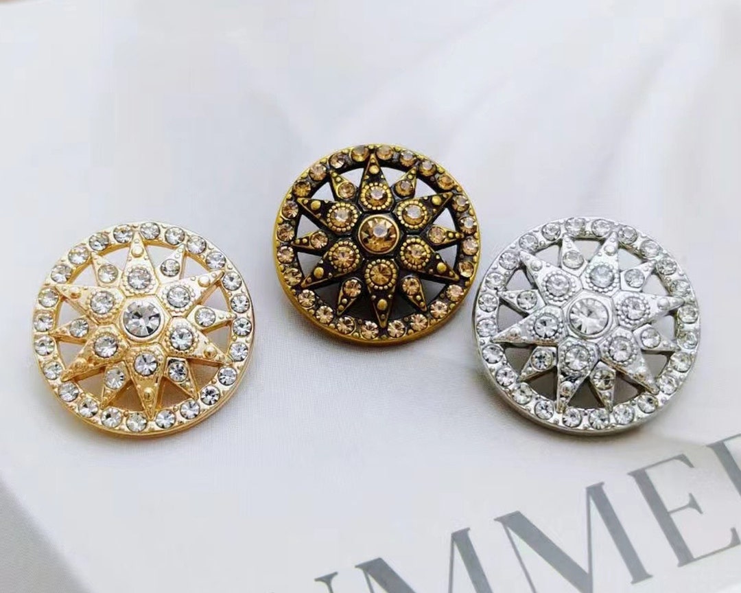 5pcs Rhinestone Hollow Buttons，diamond Buttons, Fashion Coat Buttons ...