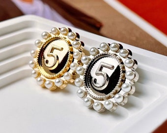 5pcs Round Metal Buttons，Retro Luxury Design button，5 Five Number buttons，decorative buttons，clothing accessories，Clothing DIY Sewing button