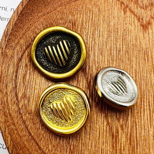 5PC Texture buttons，Heart buttons，fashion coat button， decorative buttons，clothing accessories，High quality button，Vintage buttons，Mom gift