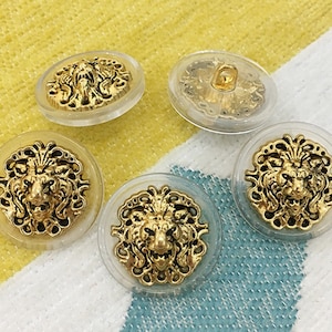5PC ゴールドライオンヘッドボタン、ファッションボタン、装飾ボタン、衣類アクセサリー、高品質のかわいいボタン、プノンペンボタン、繊細なボタン