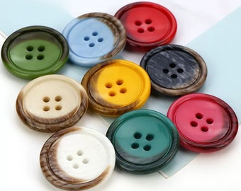 6pcs Color pattern buttons-Plastic Assorted Round Buttons-Round Resin Four Hole Buttons-DIY Sewing Crafts Buttons-4 hole button-suit buttons
