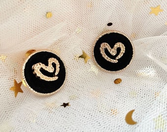5PC Heart button,Black buttons，Phnom penh fashion coat buttons，decorative buttons，clothing accessories，High quality buttons，cute buttons